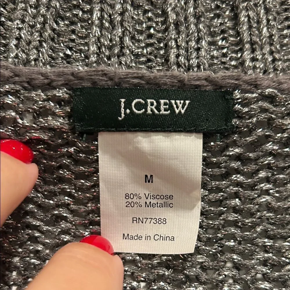 J. Crew Silver Button-Up Cardigan, Size Medium